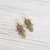 Auspicious Brass Hamsa Earrings