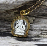 1 Inch White and Gold Ganesh Amulet