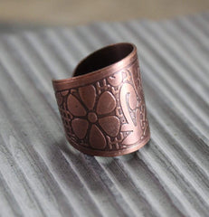 Adjustable Recycled Copper Lotus Ring