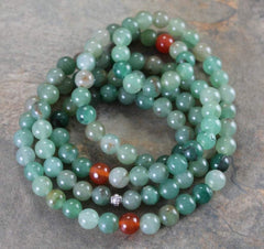 Aventurine 108 Mala with Carnelian