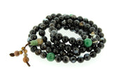 Astonishing Striped Agate and Jade Tibetan Mala