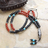 Adjustable Carnelian and Dzi Tibetan Necklace