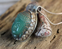 Aventurine Carved Buddha Head Pendant