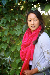 Batik Cotton Scarf in Raspberry Red