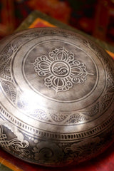 Auspicious Symbols Etched Singing Bowl