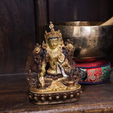 6 Inch White Tara Gold Statue
