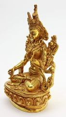 6 Inch Gold Plated White Tara Statue