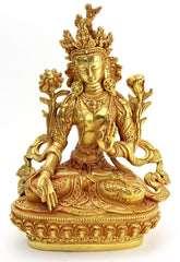 8 Inch Gold Plated White Tara Statue