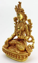 8 Inch Gold Plated White Tara Statue