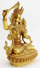 9 Inch Gold Plated Manjushri Statue