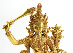 9 Inch Gold Plated Manjushri Statue