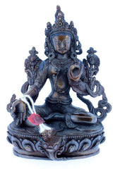 6 Inch Bronze Green Tara Statue