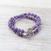 Amethyst Chakra Charm Double Wrap Bracelet