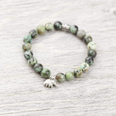 African Turquoise and Sterling Elephant Wrist Mala