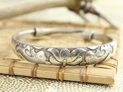 Auspicious Fish and Lotus Bracelet