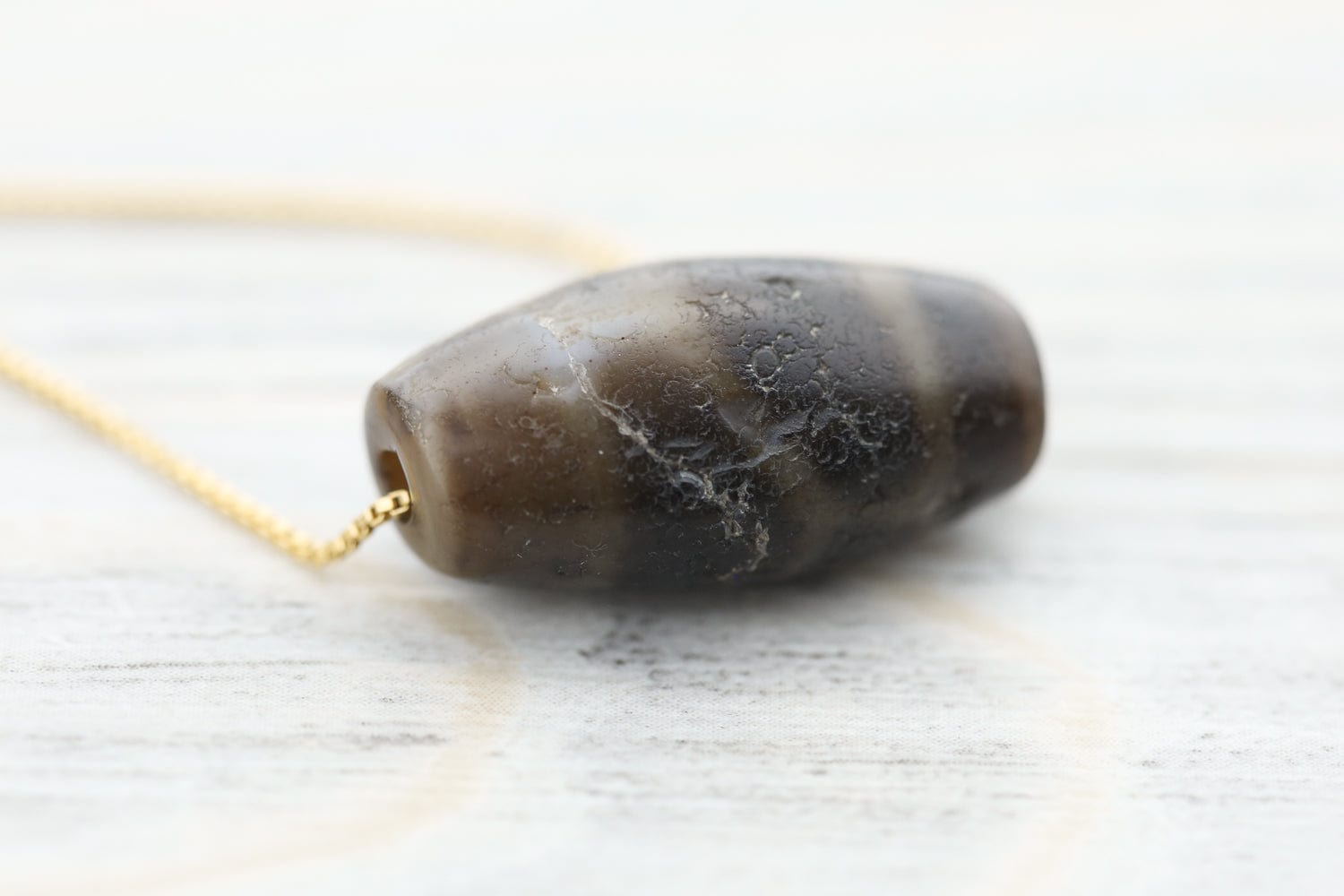 Ancient Artifact Phum Dzi Bead - Caramel Stone Grain