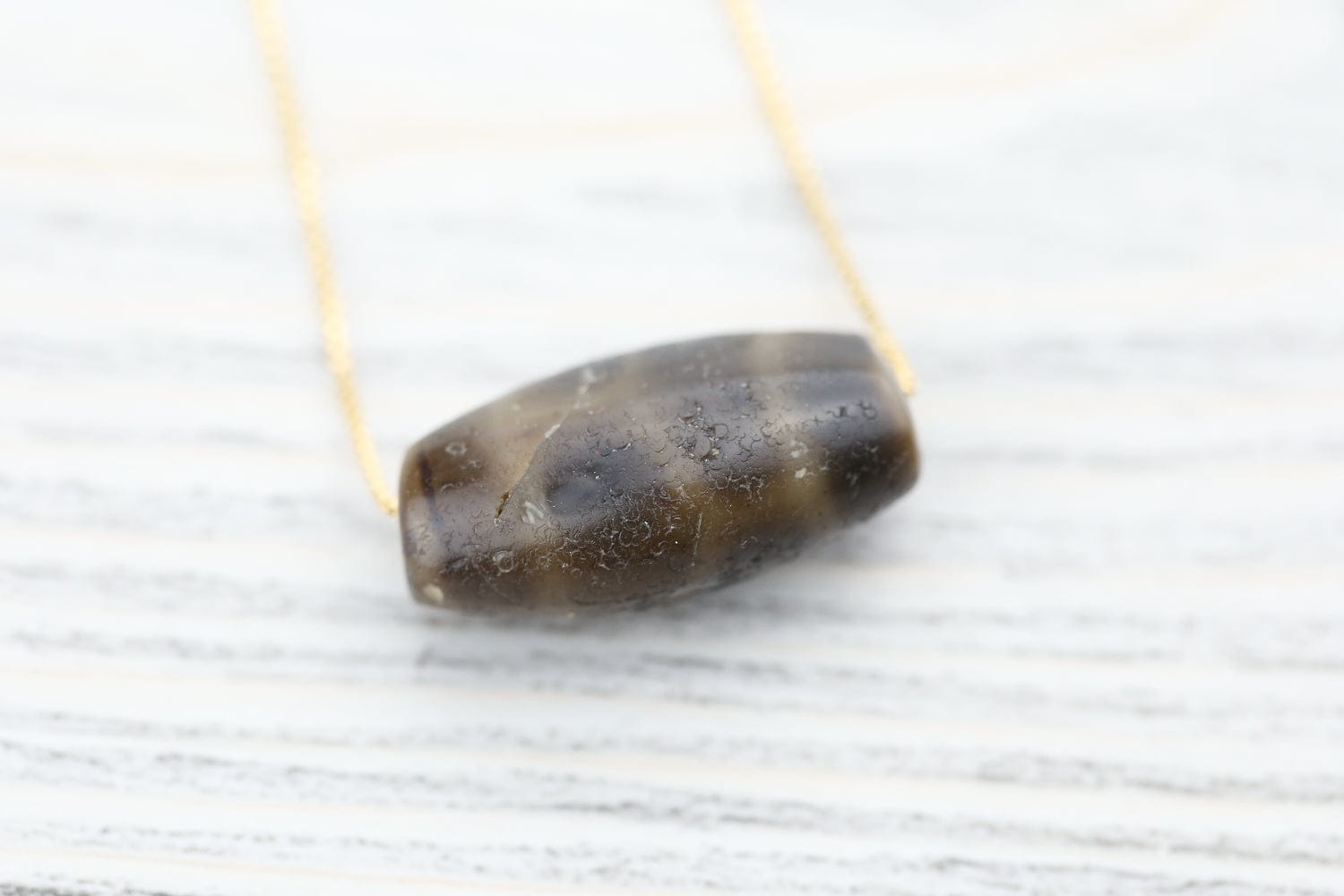 Ancient Artifact Phum Dzi Bead - Caramel Stone Grain