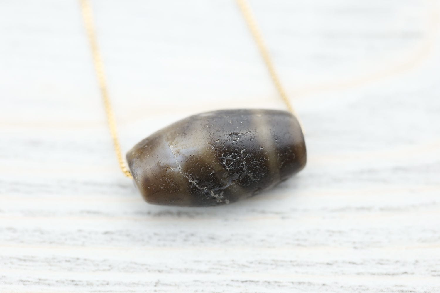 Ancient Artifact Phum Dzi Bead - Caramel Stone Grain