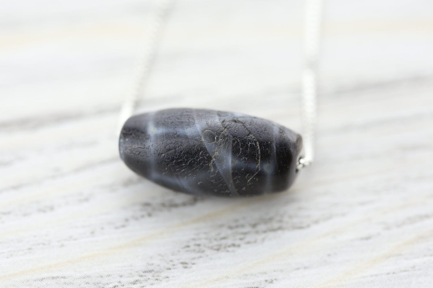 Ancient Artifact Phum Dzi Bead - Midnight Hue