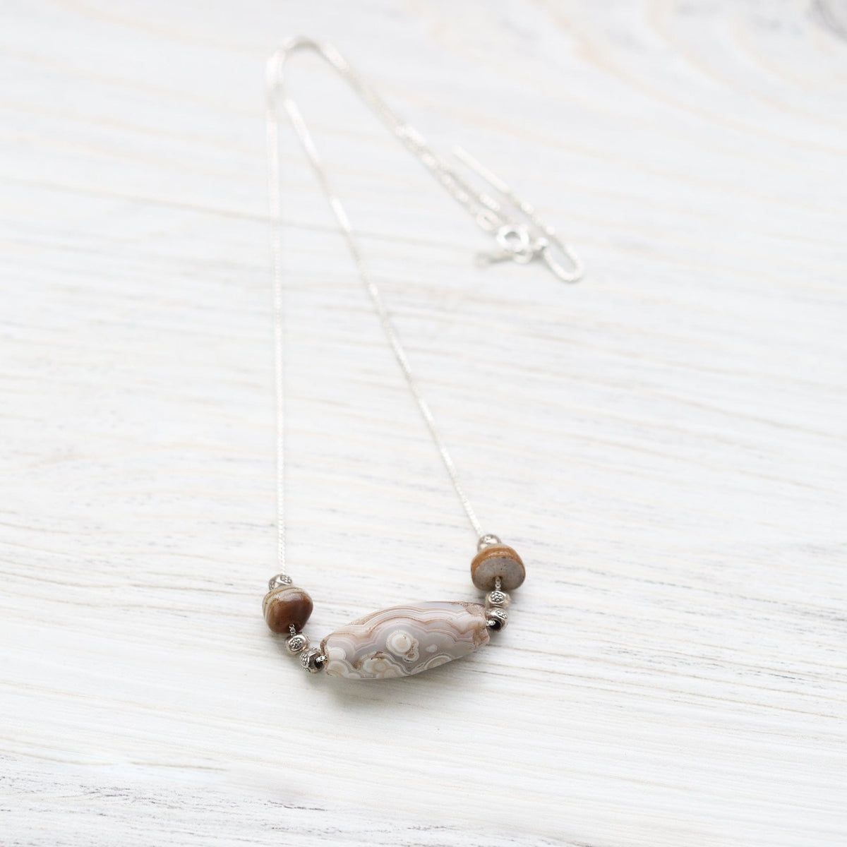 Ancient White Sulemani Agate Necklace
