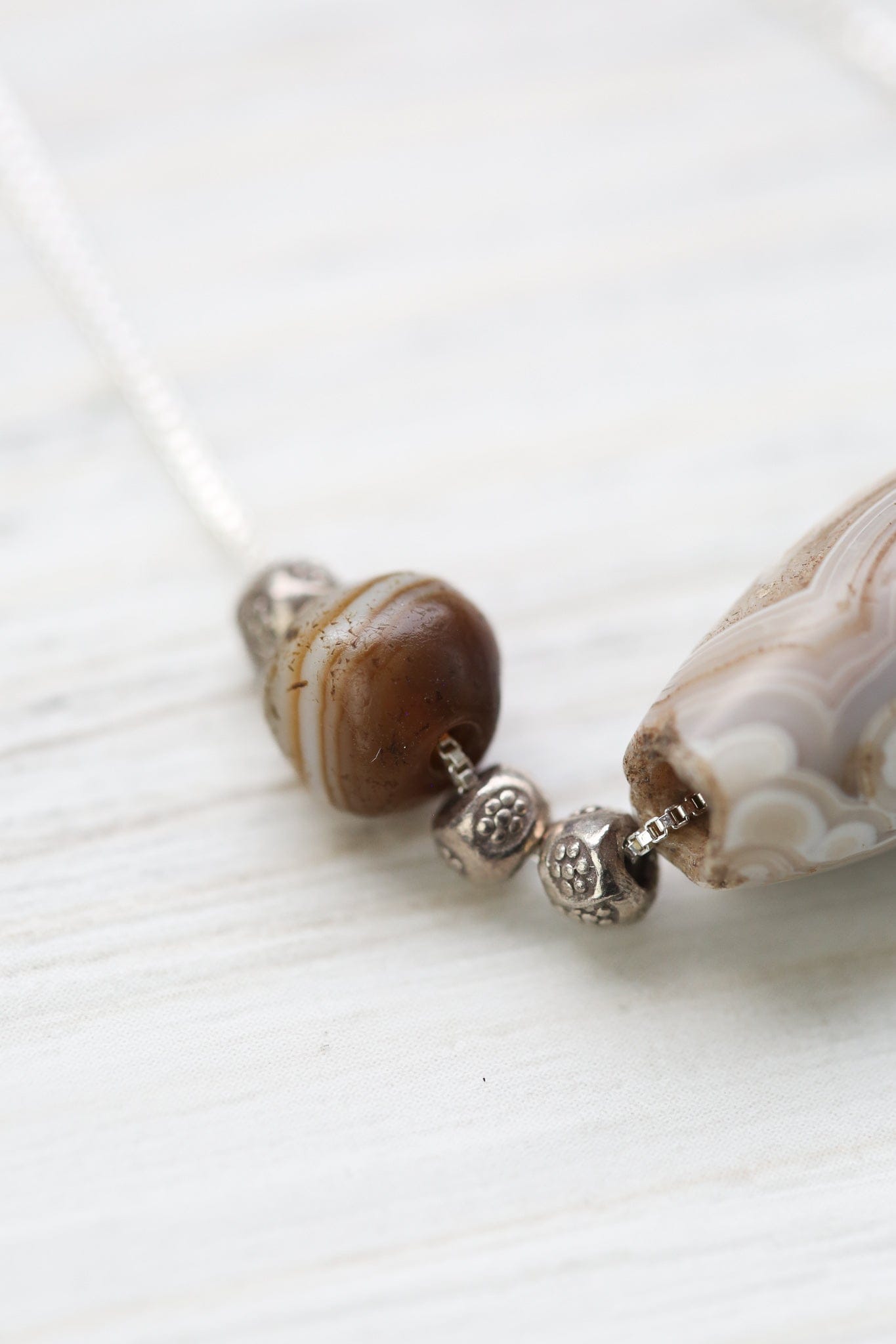 Ancient White Sulemani Agate Necklace
