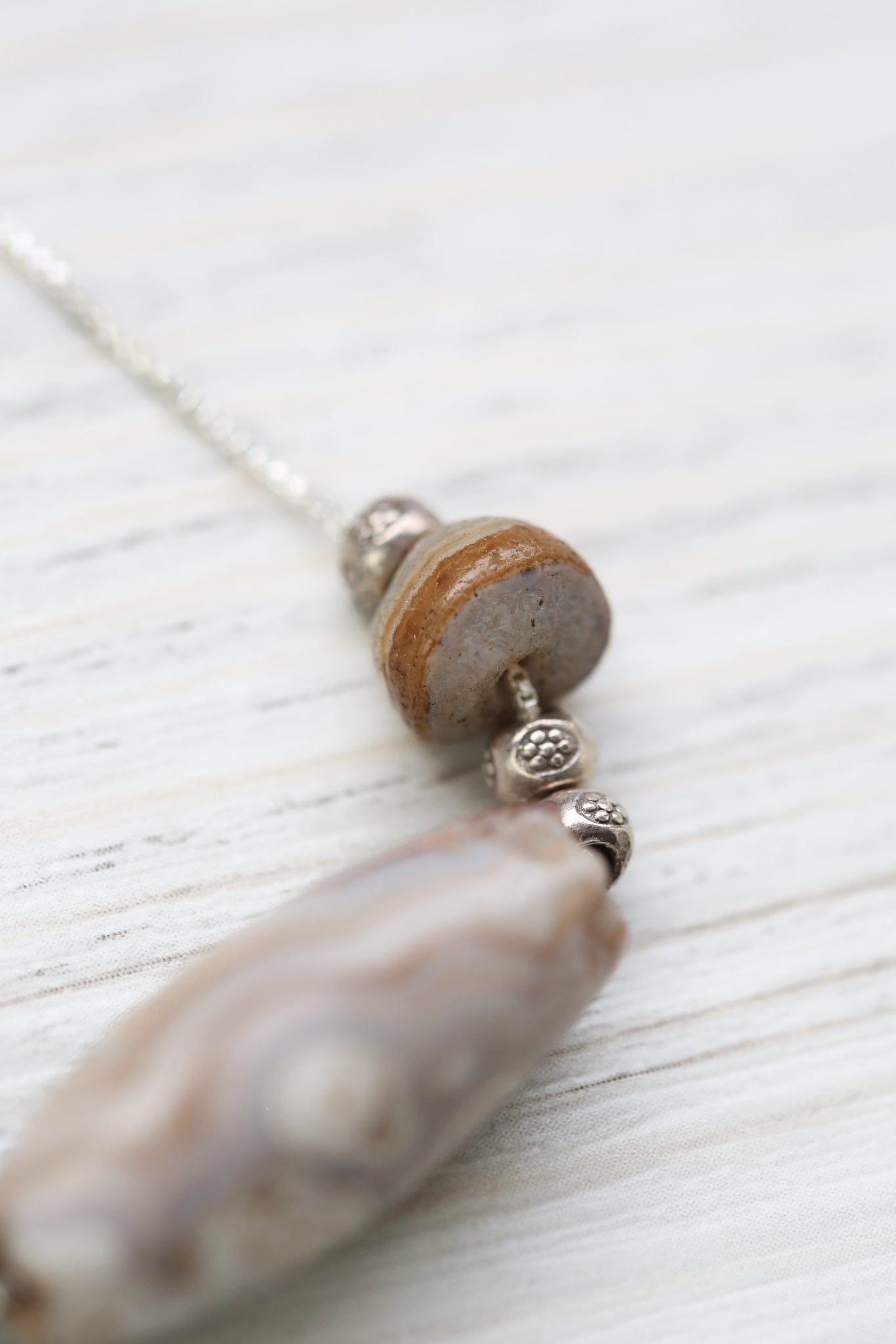 Ancient White Sulemani Agate Necklace