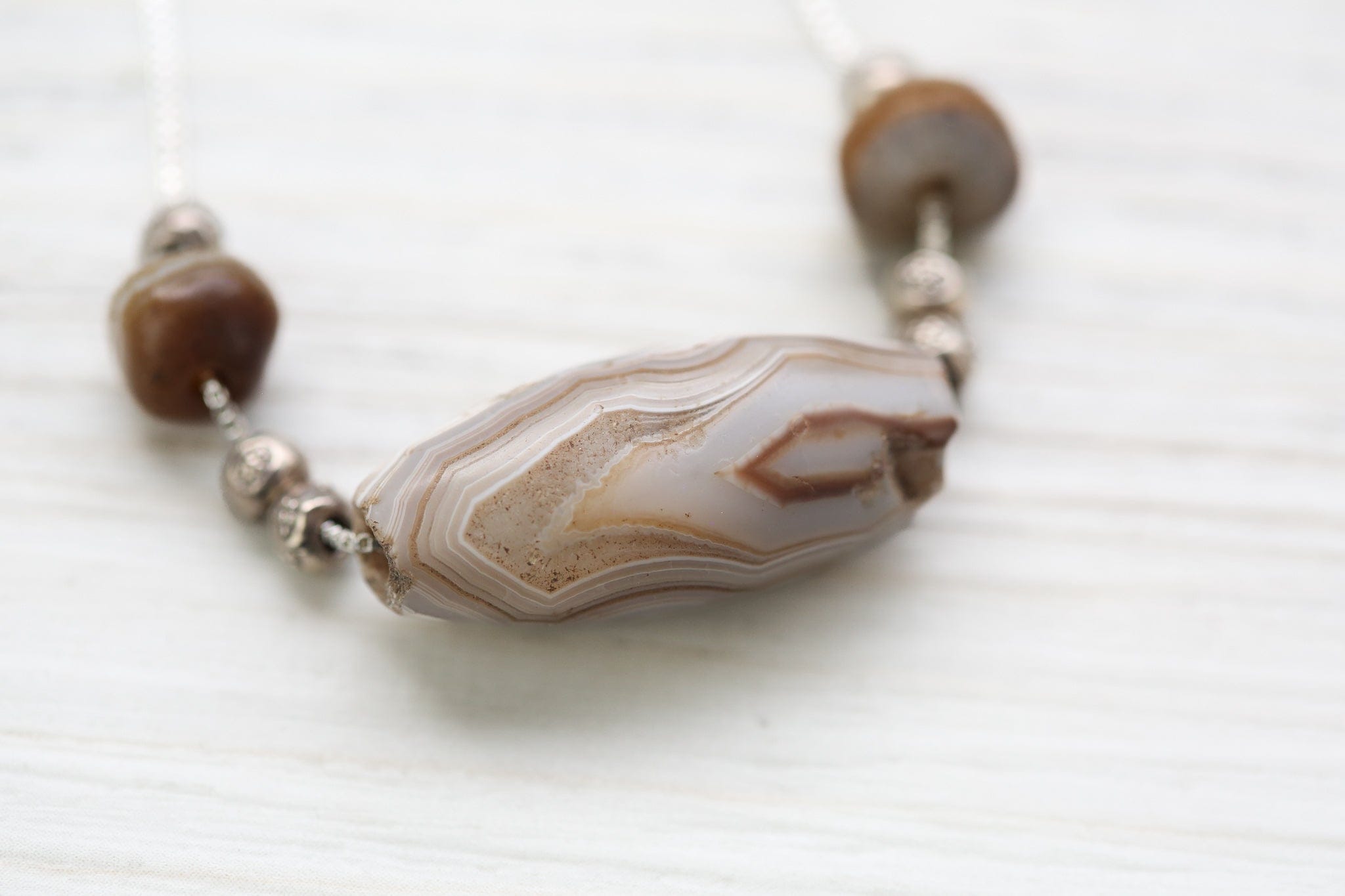Ancient White Sulemani Agate Necklace