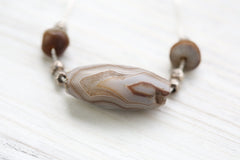 Ancient White Sulemani Agate Necklace