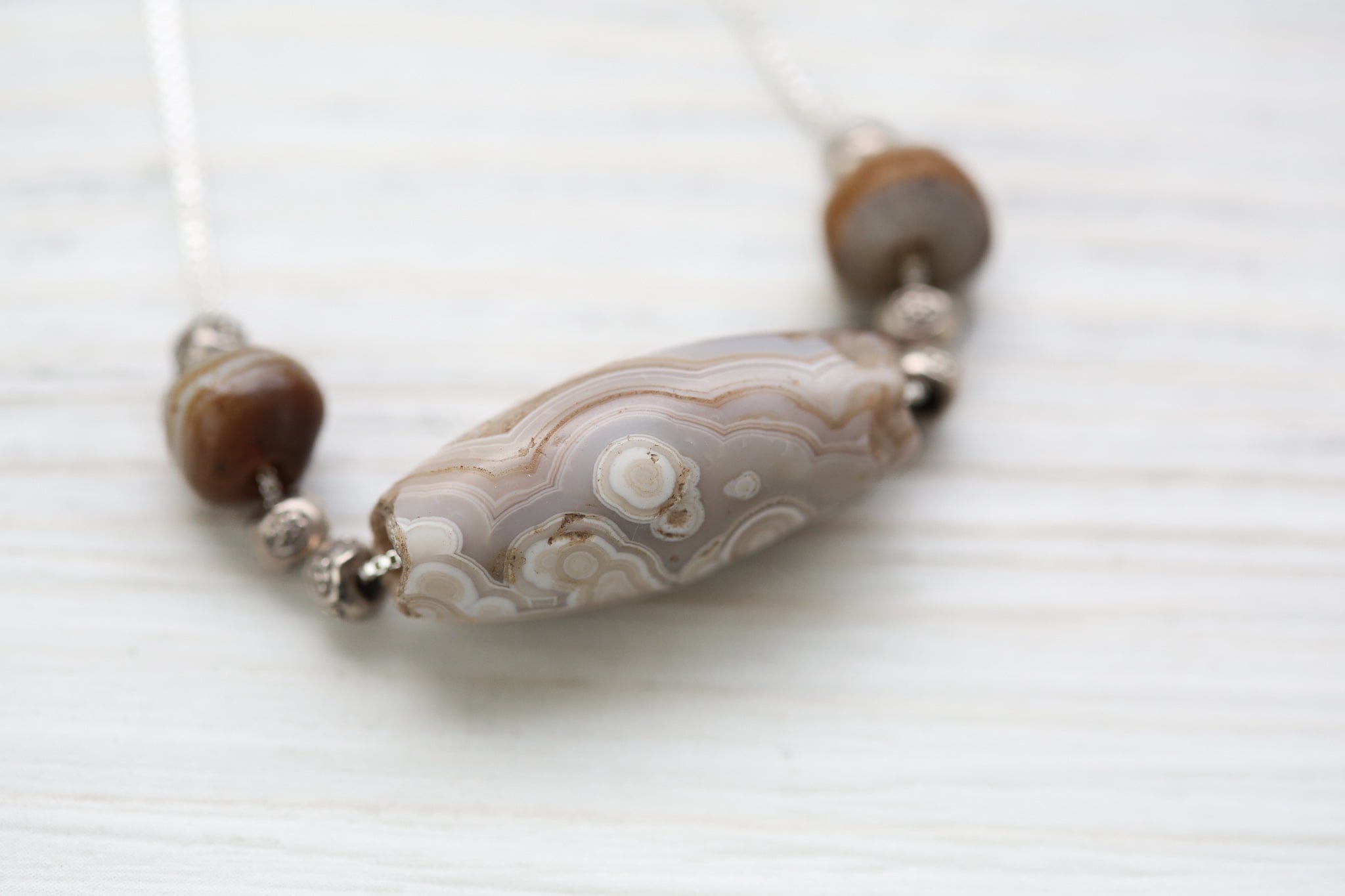 Ancient White Sulemani Agate Necklace