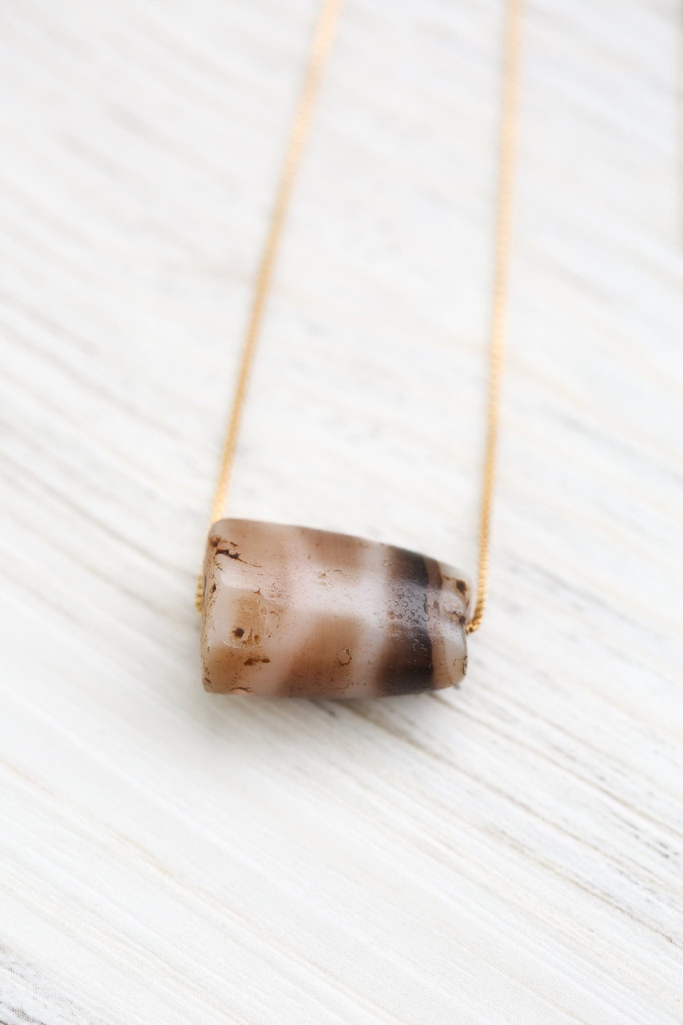 Antique Longevity Dzi Bead - Caramel Phum Agate
