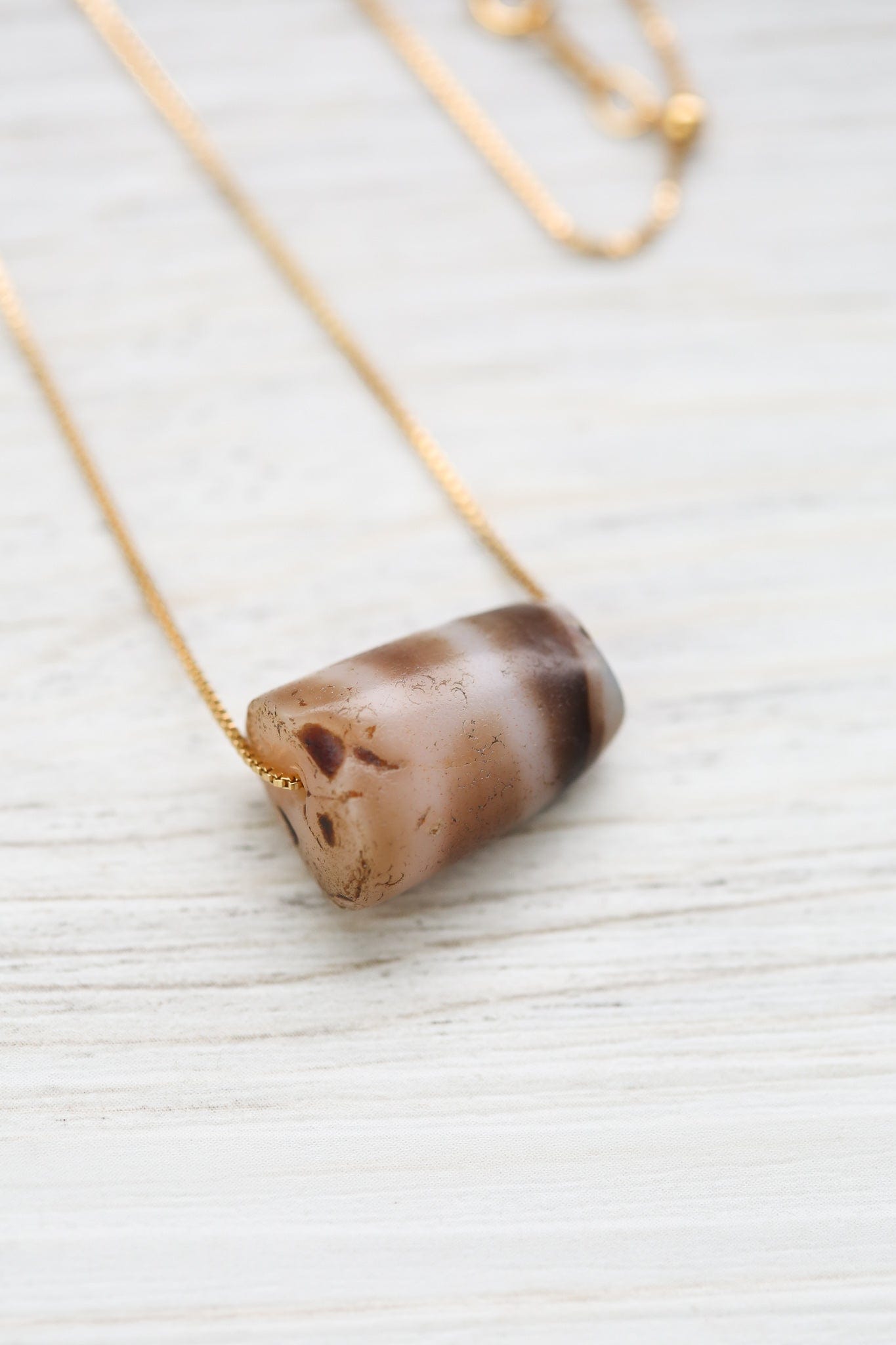 Antique Longevity Dzi Bead - Caramel Phum Agate