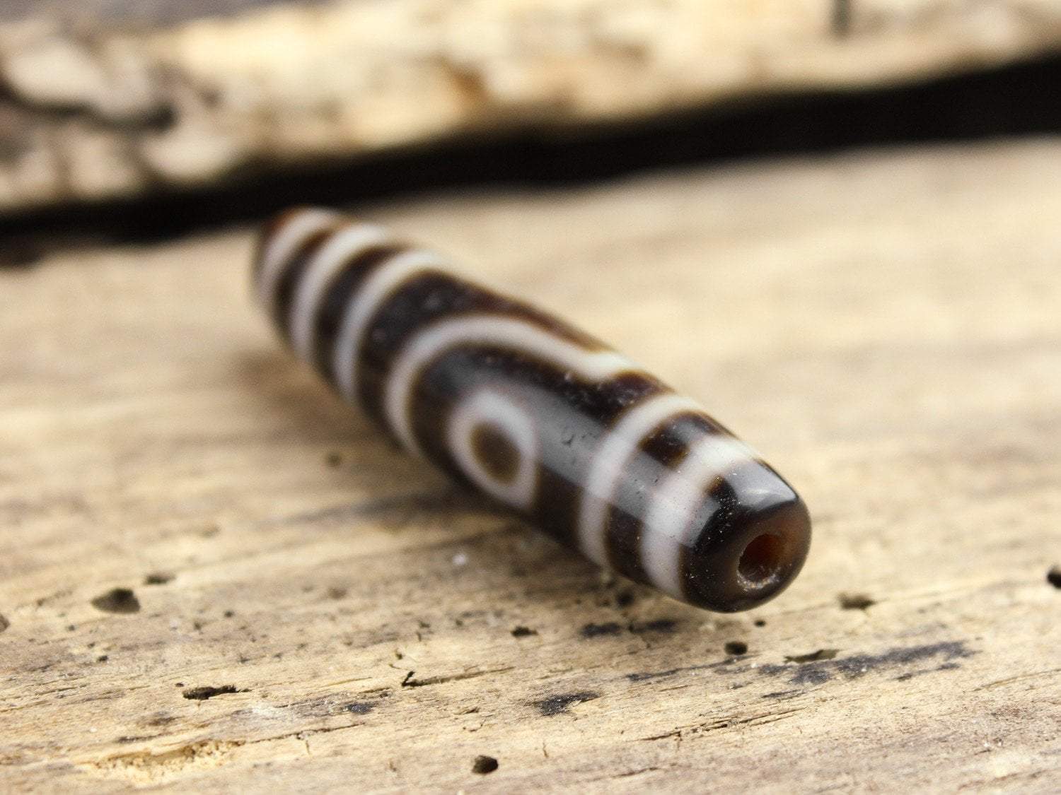 Balancing Double Eyed Tibetan Dzi Bead