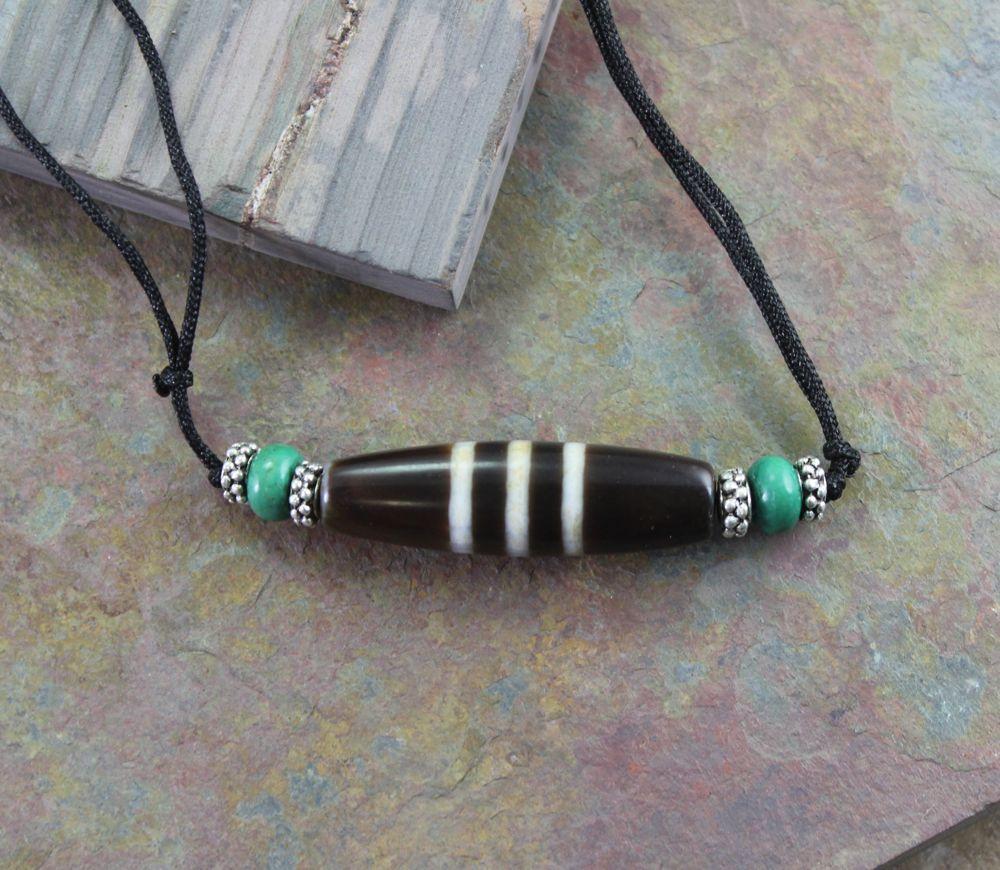 Agate Chung Dzi Bead Necklace