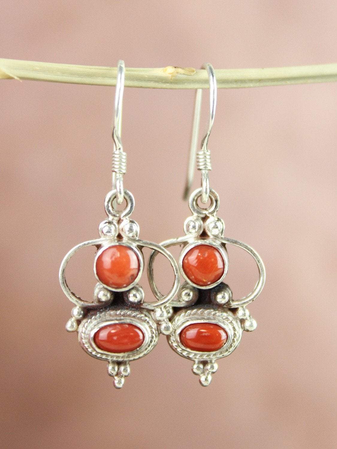 Antique Coral Passion Earrings
