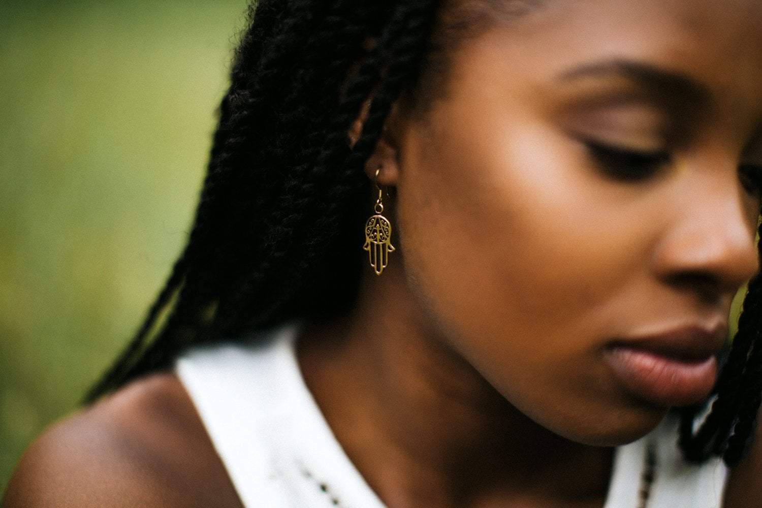Auspicious Brass Hamsa Earrings