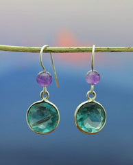 Apatite and Amethyst Drop Earrings