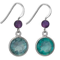 Apatite and Amethyst Drop Earrings