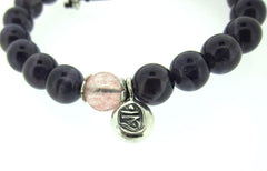 Adjustable Amethyst Wrist Mala with Rose Quartz and Om