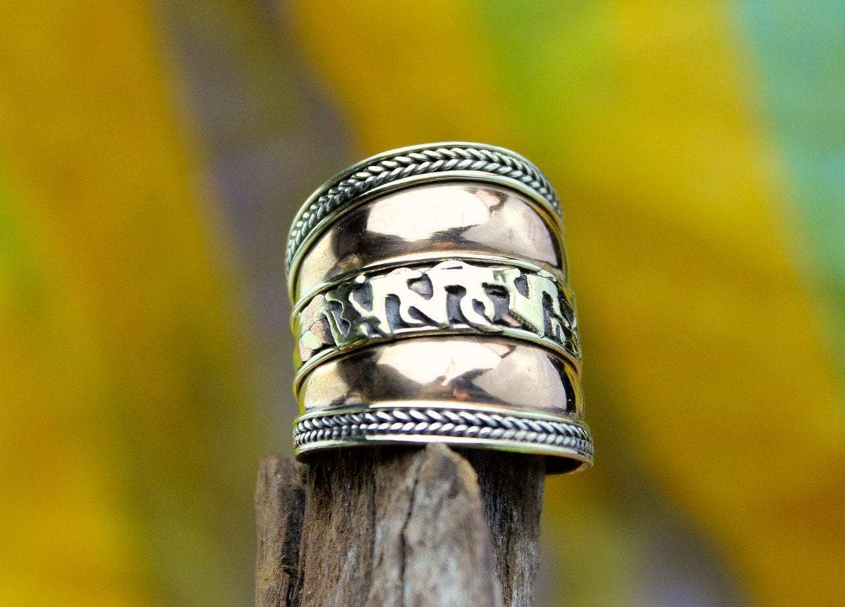 Adjustable Copper and Brass Mantra Ring