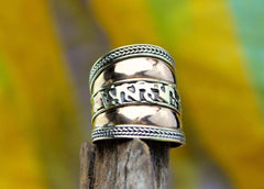 Adjustable Copper and Brass Mantra Ring