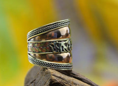 Adjustable Copper and Brass Mantra Ring