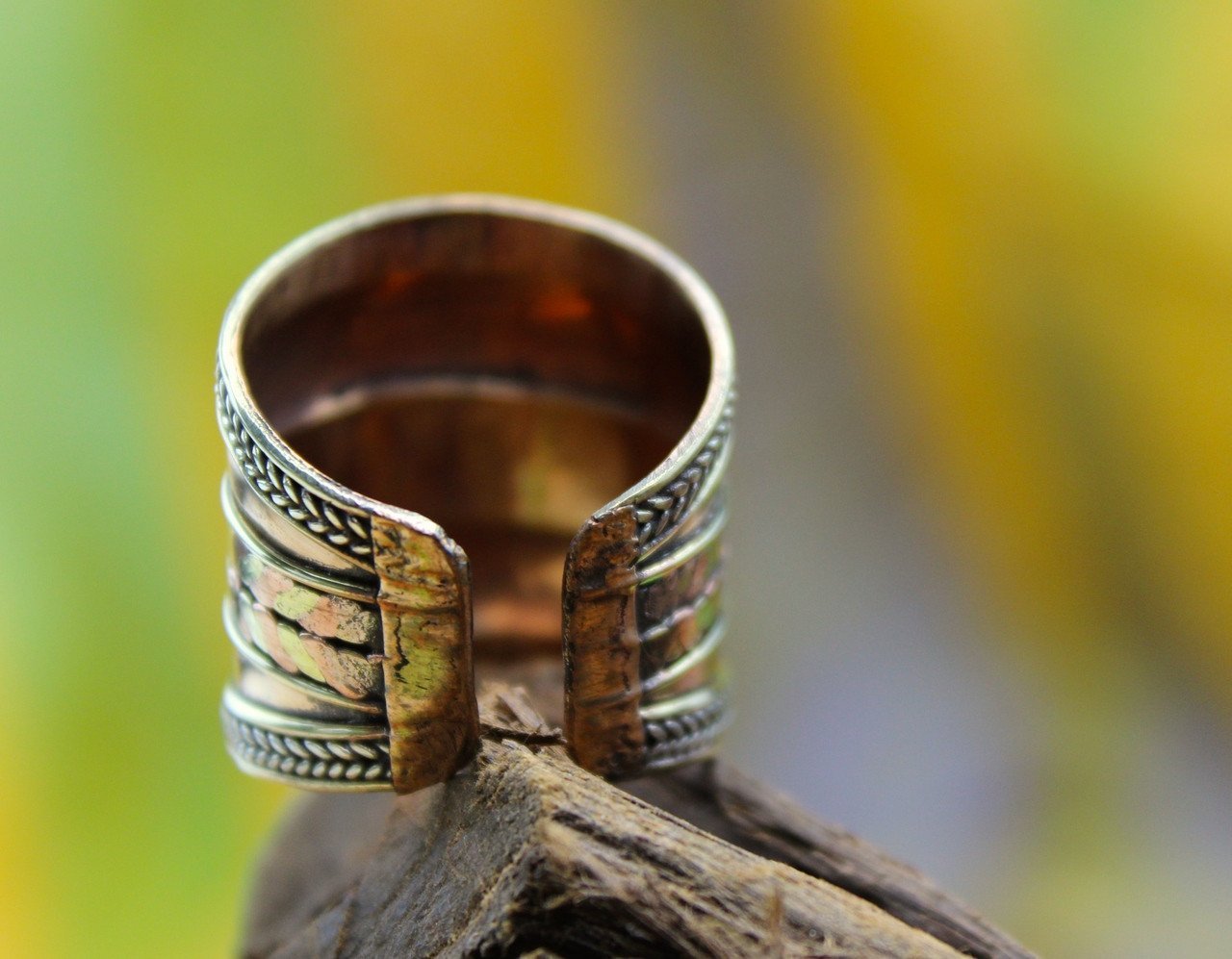 Adjustable Copper and Brass Mantra Ring