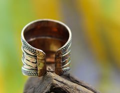 Adjustable Copper and Brass Mantra Ring