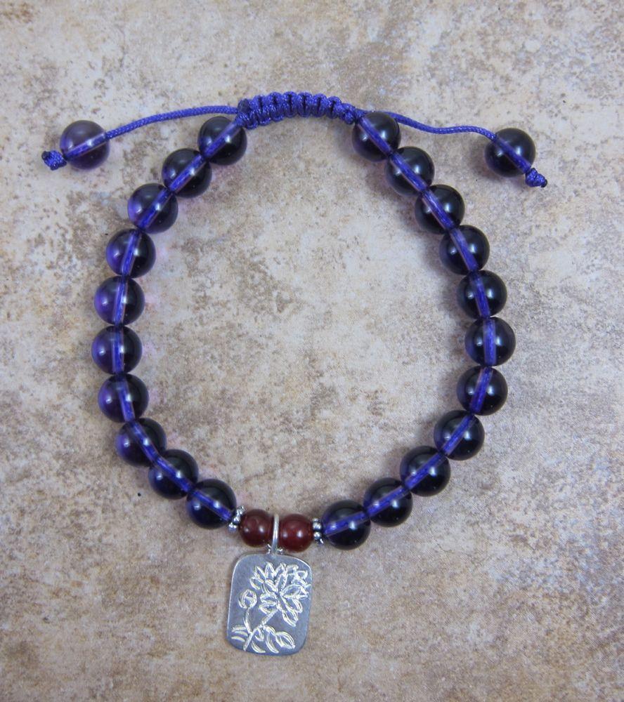 Amethyst and Lotus Wrist Mala