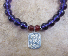 Amethyst and Lotus Wrist Mala