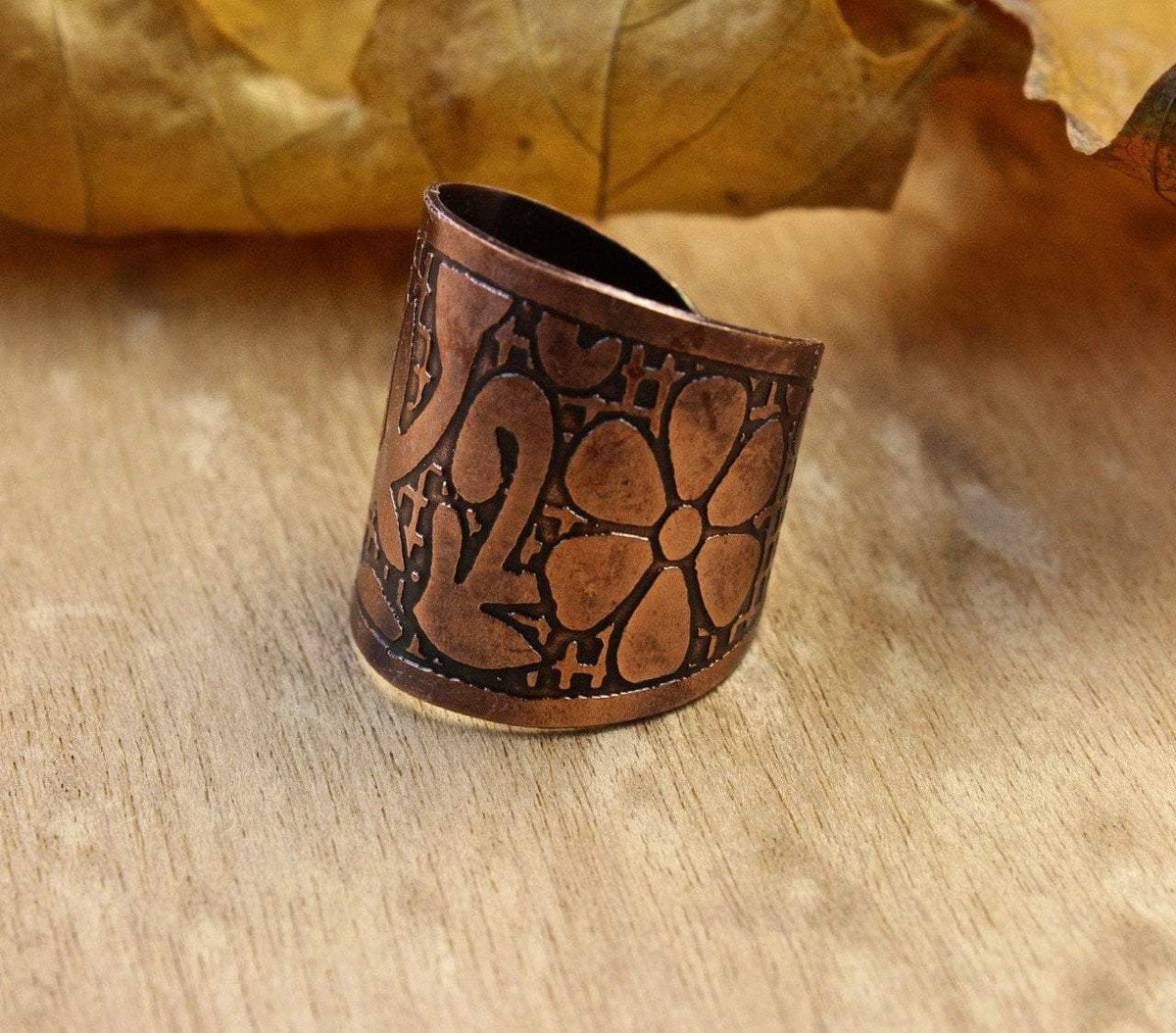 Adjustable Recycled Copper Lotus Ring