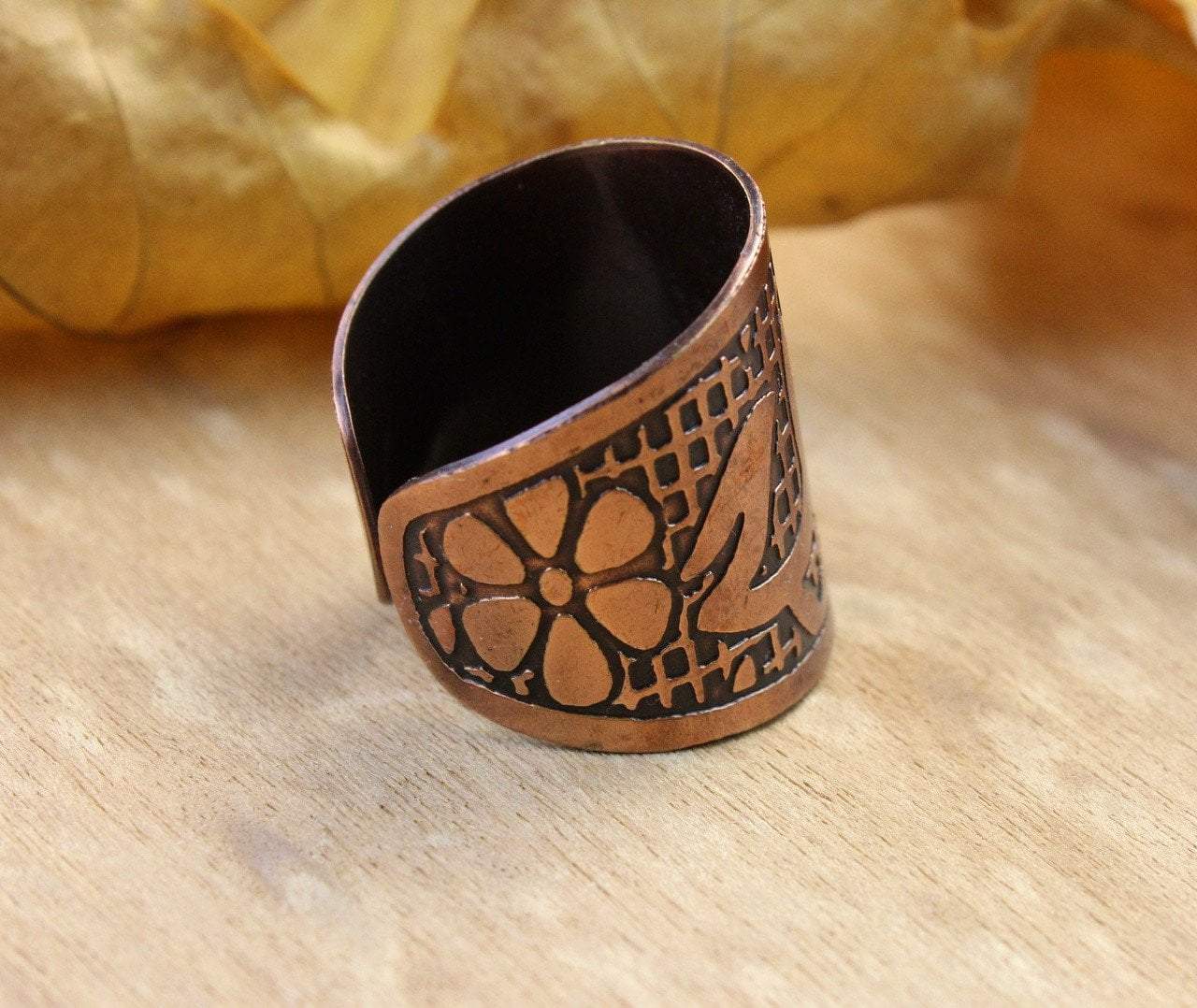 Adjustable Recycled Copper Lotus Ring