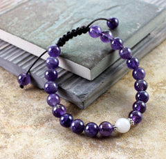 Amethyst and Snow Quartz Wrist Mala