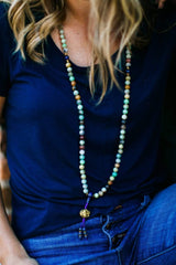 Amazonite Mala with Gold Cheppu Pendant