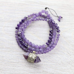 Amethyst Hexagonal Gemstone Mala